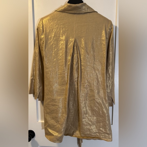 TREVAN Shimmering Gold Linen Women's JACKET - Picture 4 of 4